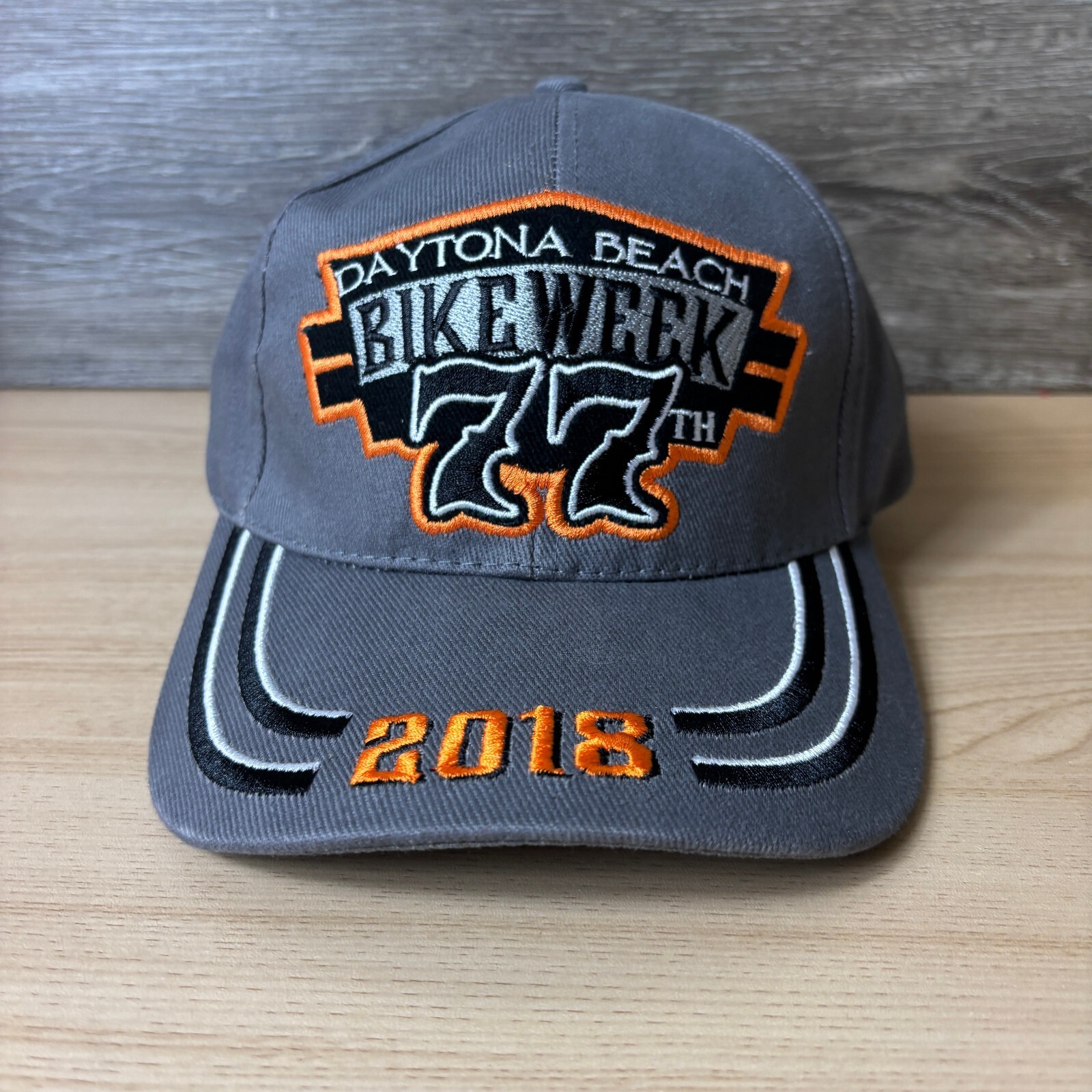 Bike Week Hat Cap Strap Back Gray Motorcycle Biker Daytona Beach